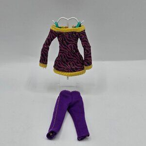 Monster High Clawdeen Wolf Doll Clothes Set  Top & Pants  Purple & Yellow